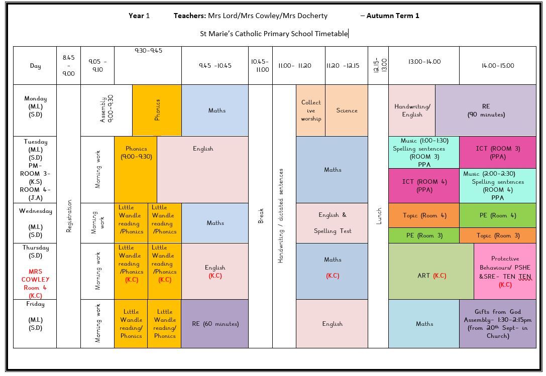 Timetable 2024 2025